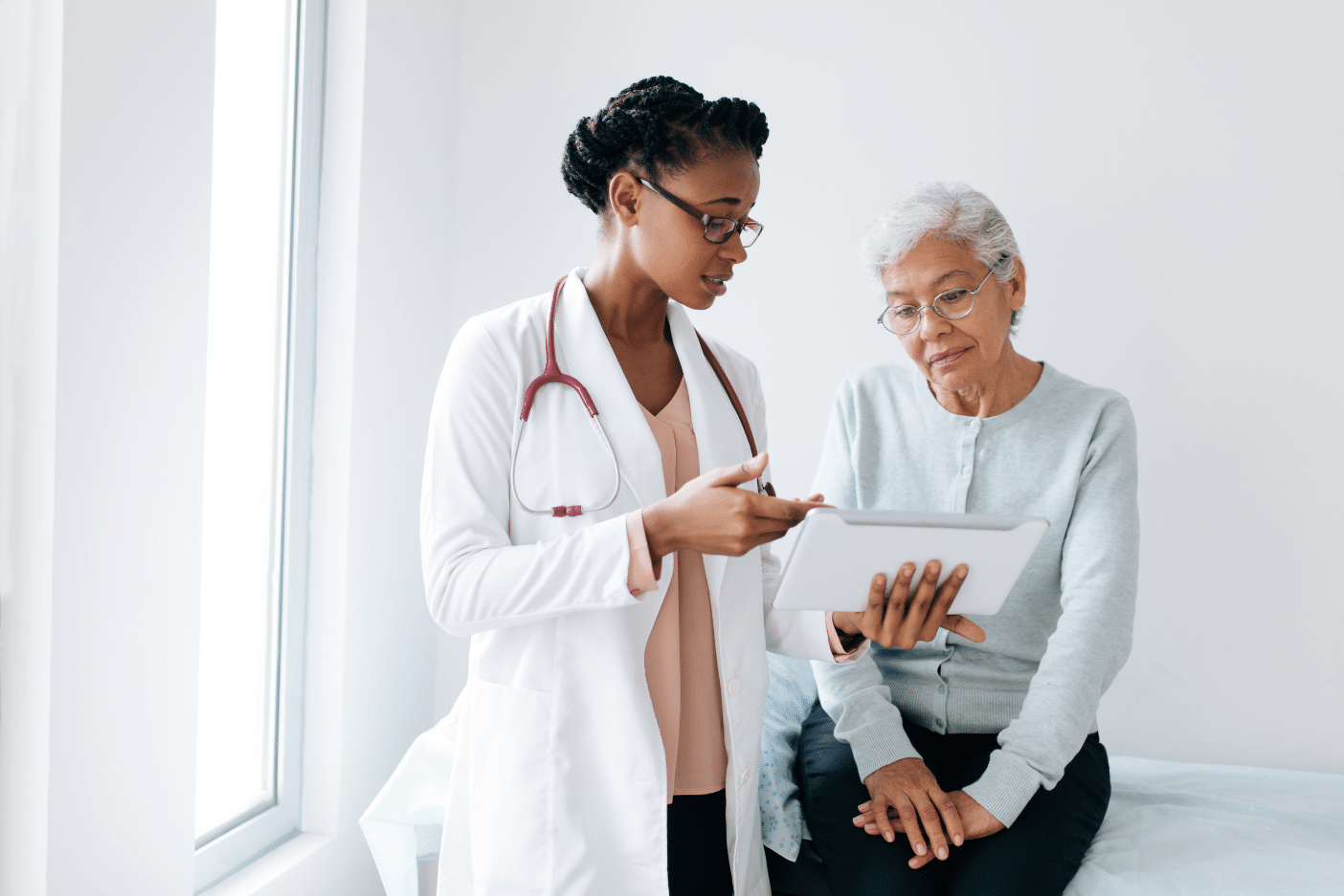 Clinician working with patient at a clinical research site
